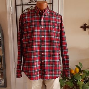 Ralph Lauren Black Label, Red & Blk Tartan LS Cotton BDC Shirt, Size Large